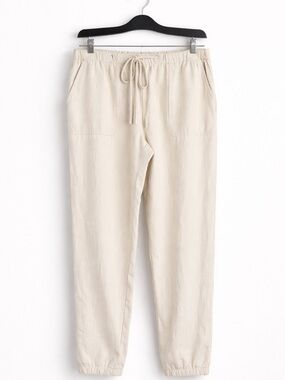 ZARA Cream Drawstring Jogger Pants XS – Minimal Neutral Lounge Style